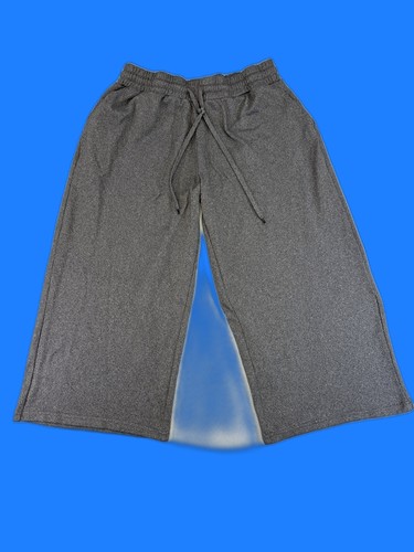 TIME AND TRU Wide Leg Lounge Pants L Gray Cotton Relaxed Fit Elastic