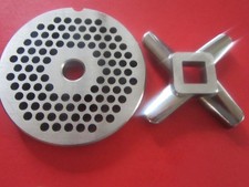 *COMBO* #22 x 1/4" (6 mm) holes Meat Grinder Plate & HEAVY DUTY KNIFE *ITALY*