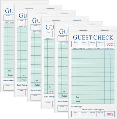 6 Pack Server Books Note Pads Guest Check Books for Restaurants 300 Orders