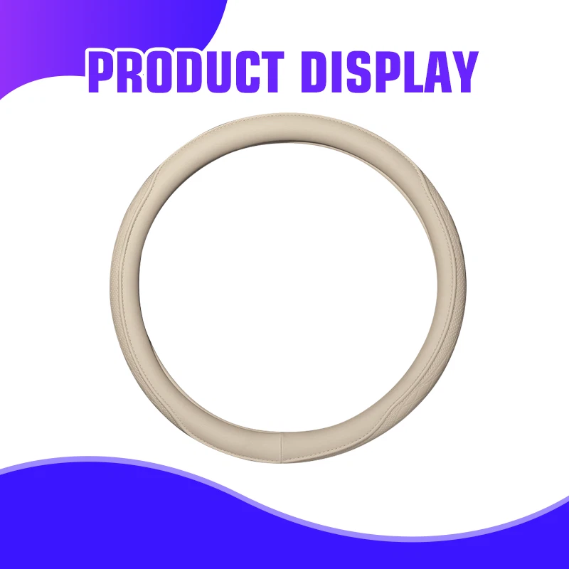 14.5-15.5" Car Steering Wheel Cover Non Slip Leather Sports Grip Universal Foto 3 de 4