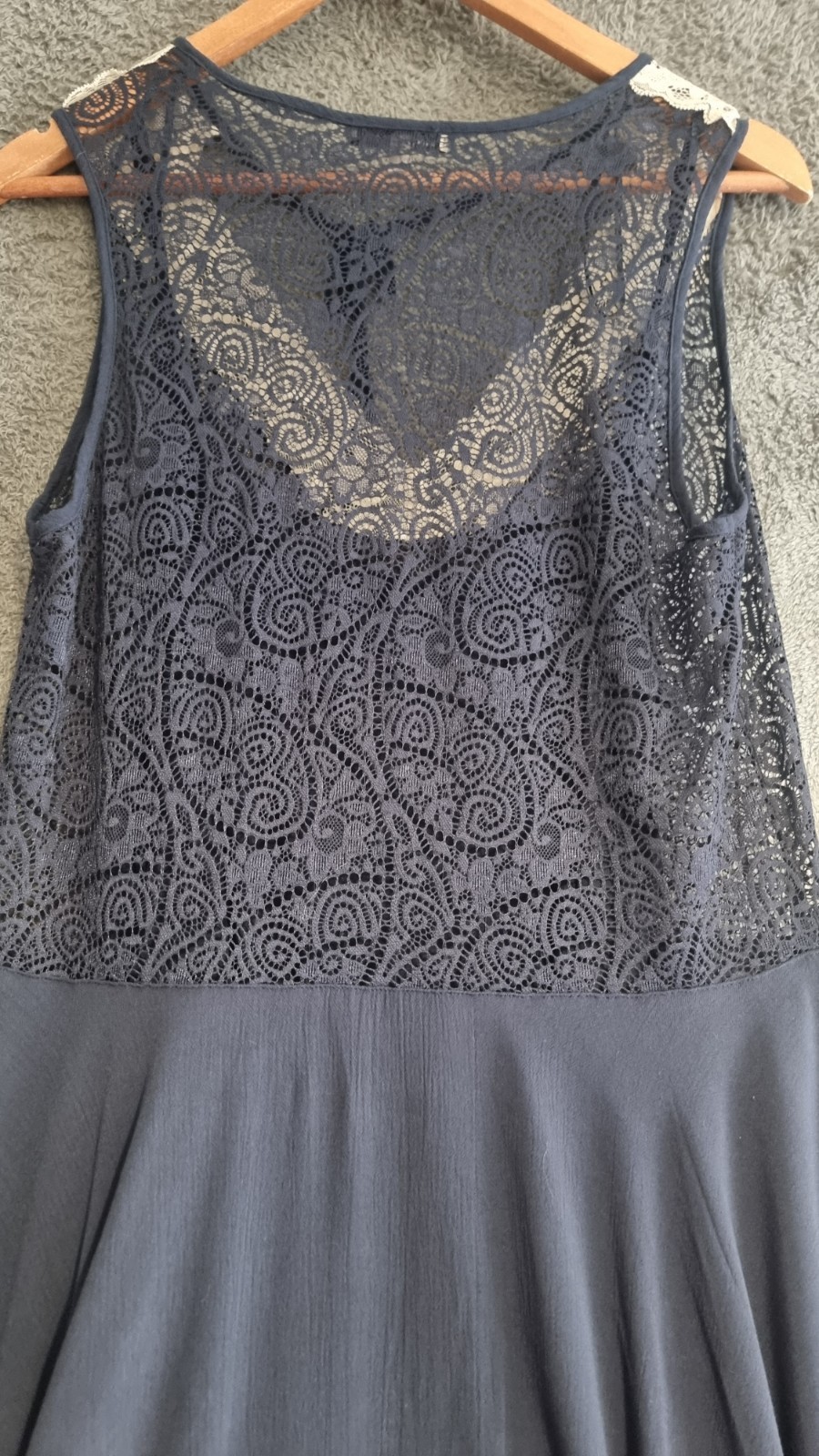 M&S Limited Edition Navy Lace Fit Flare Skater Dress UK 12 Cami Lined image 8