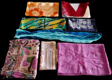 Lot of 8 fun scarves with assorted styles, shapes, colors, and materials