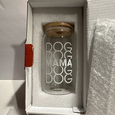 Dog Mom Gifts for Women- - 16oz Glass Cup with Lids Straws New Eleven New In Box