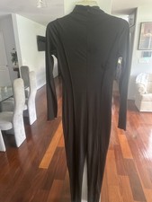 Women  s Black Long Sleeve Full-Length Unitard Leotard Size M Polyester