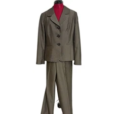 Le Suit Pantsuit Women's Size 12/14 Black & White Two-Piece Set Blazer & Pants