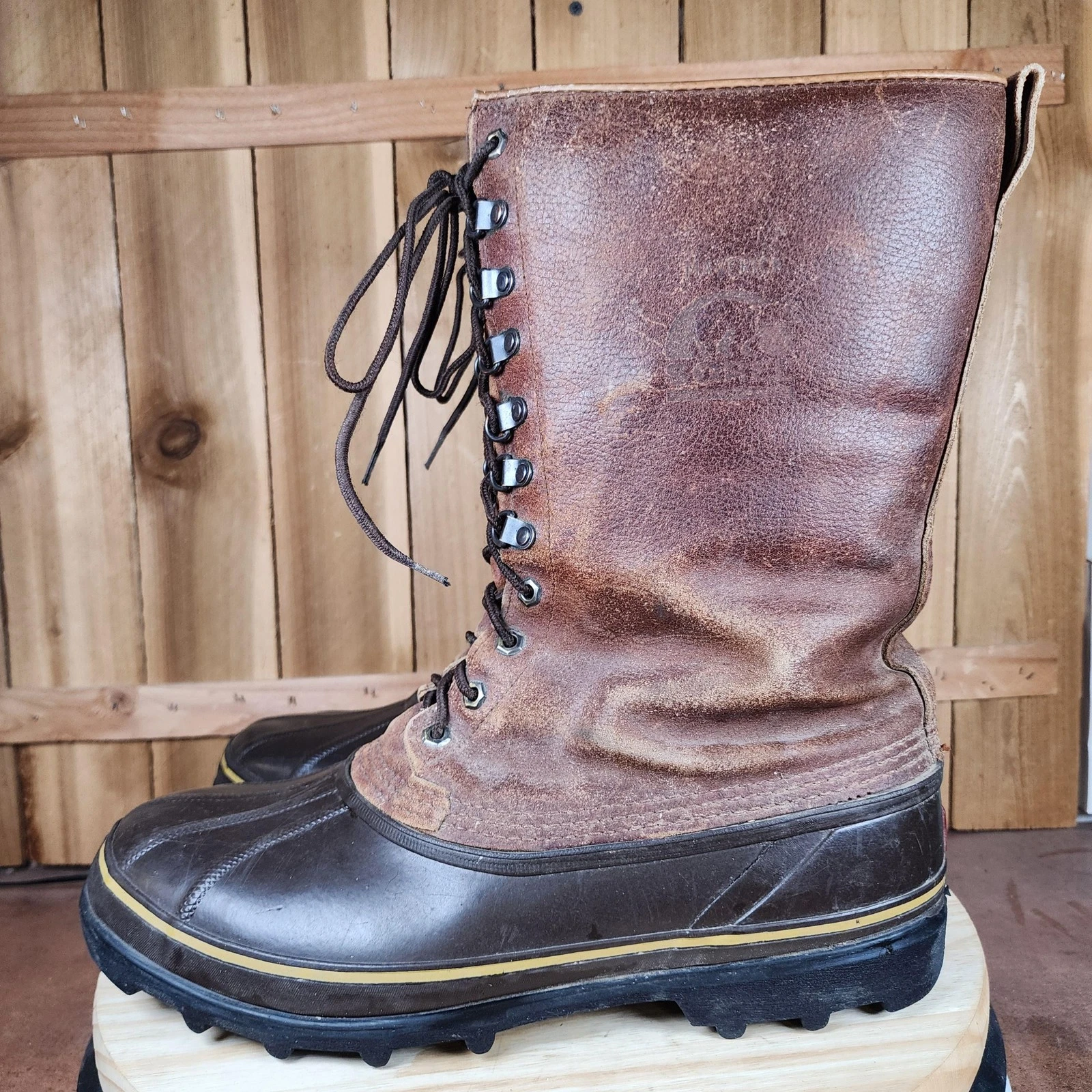Sorel Maverick Boots Mens 13 Brown Leather Cold Rubber Snow Winter Canada