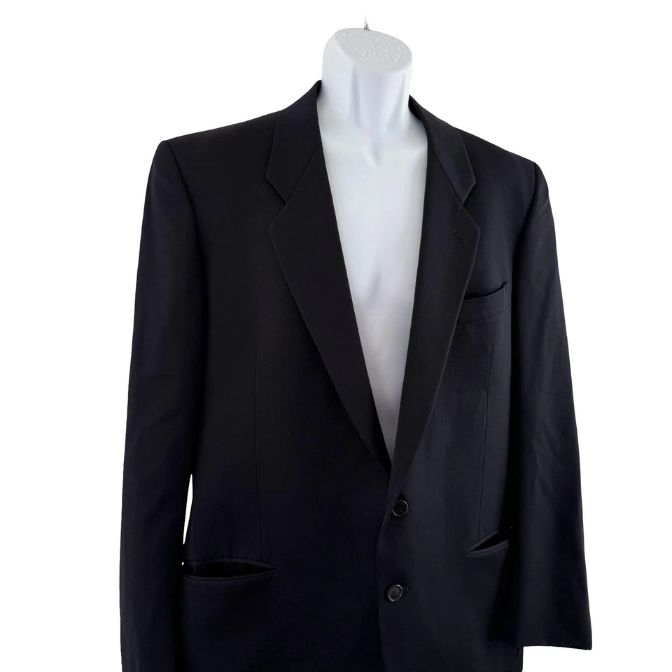 VINTAGE Giorgio Armani Blazer Mens Large Black 2 Button Made in Italy 90s - Image 2 of 4
