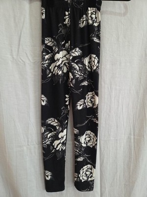 NEW! Agnes & Dora Girls Black & White Rose Leggings, Size L/XL
