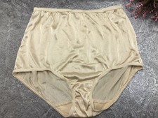 VINTAGE Style Shiny Nylon HI SISSY Granny Panty Full Cut Brief 6 NUDE Underscore