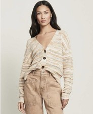 VERONICA BEARD Goliad Cropped Neutral Beige Spade Dyed Cardigan Size S NWOT