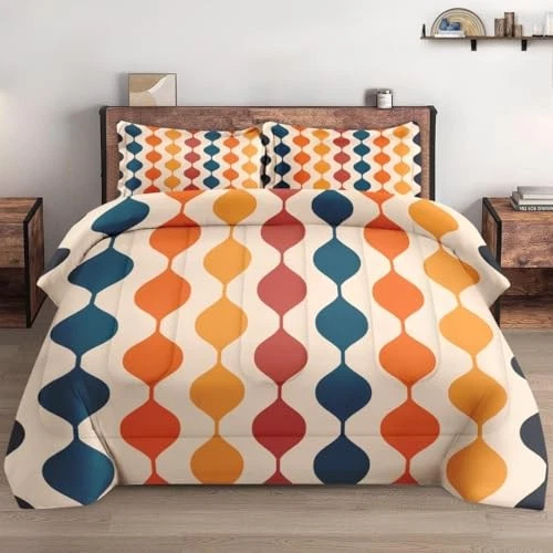 Conjunto de Edredom Tamanho, Geométrico Hippie Multicolorido Macio 3 King Vintage Geométrico - Imagem 3 de 4