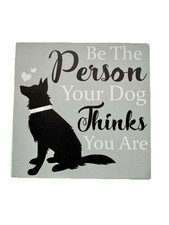 Pet Dog Wood Sign Shelf Desk Home Decor Plaque Gray