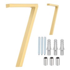 Floating House Numbers, 5 Inch Address Number with Nails(Number 7, Gold)