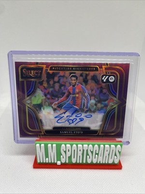 2025-26 Select La Liga Samuel Eto'o Pitchside Signatures Purple Prizm Auto #/49