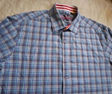 Robert Graham Purple Blue Gingham Plaid Long Sleeve Button Down Shirt - XL Mens