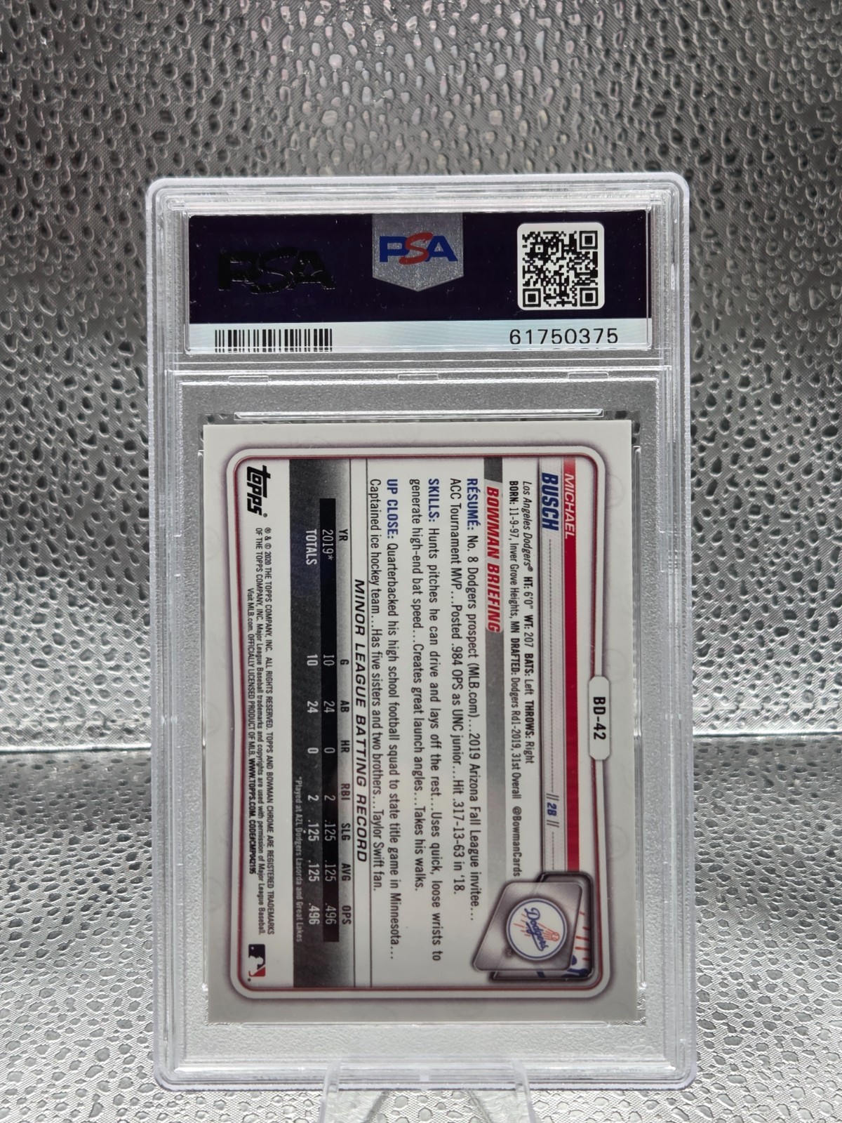 2020 Bowman Chrome SUPERFRACTOR 1/1 ~ MICHAEL BUSCH RC Card PSA 9 MINT view 5