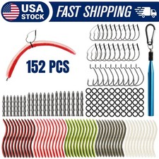 50/131/152PCS Wacky Worms Kit for Bass, Soft Plastic Baits Freshwater Saltwater