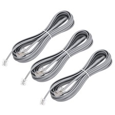 3 Pack 16.4ft RJ45 to RJ11 Adapter Cable, 8P4C to 6P4C, Handset Cord, Grey
