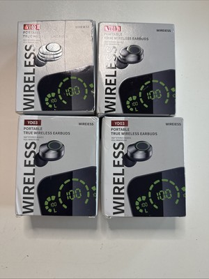 4- Pack YD03 TWS Earbuds - Bluetooth 5.3, IPX7 Waterproof, Power Bank Case