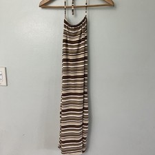 Y2K Women’s Junior’s Xl NY.LA Multi Striped Halter Dress Boho Hippie Grunge