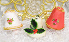 Vintage Satin Covered Bells & Sugar Coated Bell Christmas Ornament — photo 1
