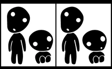 Princess Ghibli Mononoke - Tree Spirits - Two 4" Black Vinyl Decals