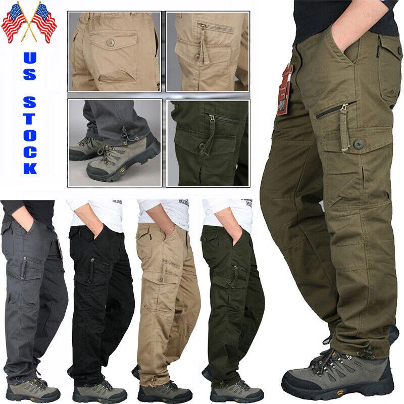 Cargopants Mens Tactical Cargo Casual Trousers Waterproof Hiking Outdoor Pants