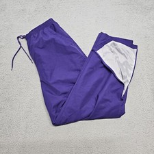 Vintage Track Pants Size M Nylon Lined Purple Lined Pockets Zip Ankles