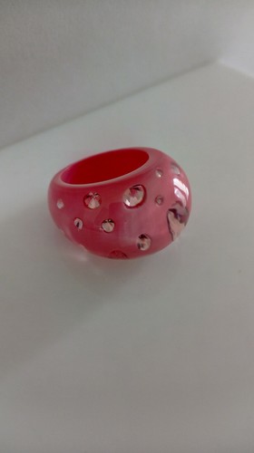 ZaHara Pink Lucite Embedded With Pink Cubic Zirconia Stones Statement Ring - Picture 5 of 8