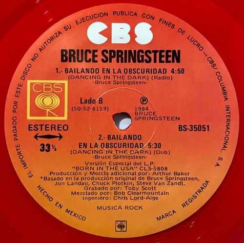 BRUCE SPRINGSTEEN DANCING IN THE DARK 12" PROMO RADIO PICTURE RED COLOR LP RARE! - Picture 4 of 4