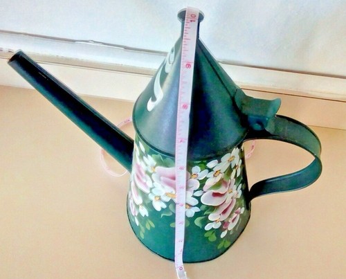 Hand Painted Coffee Pot - Watering Can Metal Country Farm Decor Floral Folks Art - Picture 6 of 6