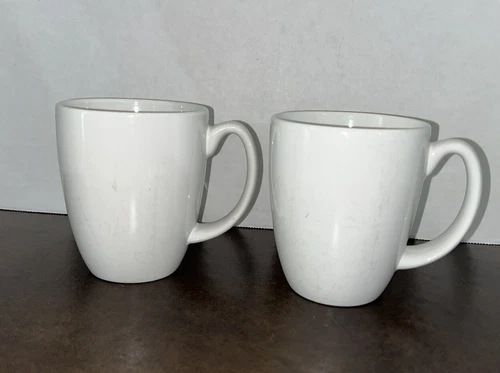 Corelle White 4" Tall Stoneware Mugs Set Of 2