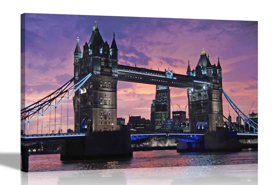 Tower Bridge London Canvas Print Wall Art Framed Pictures for Living Room Office - Image 3 of 4