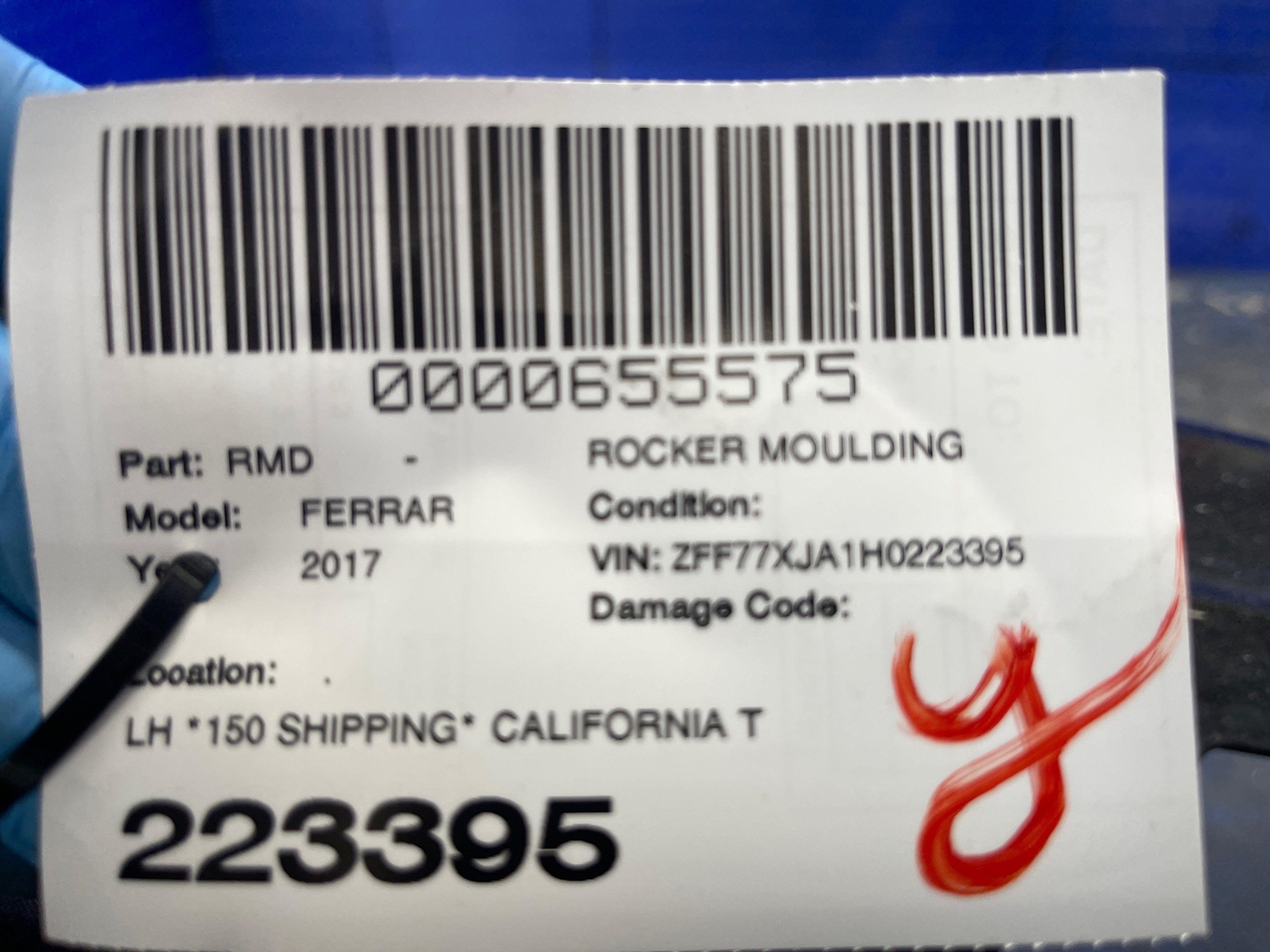 2015-2018 FERRARI CALIFORNIA T LEFT SIDE SKIRT ROCKER PANEL MOULDING 1250 *NOTE*