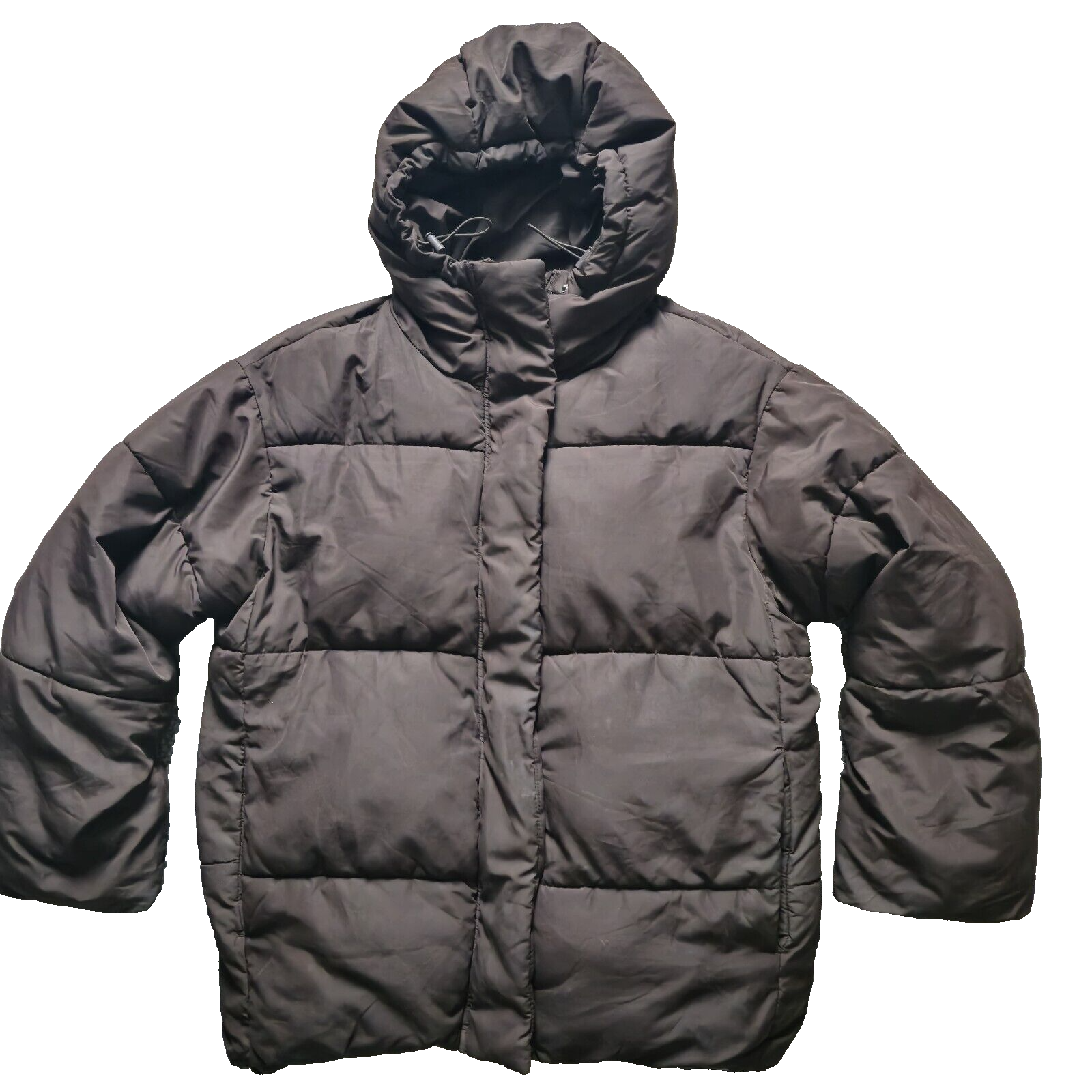 Womens Monkl Padded Jacket XS Dark Brown Hooded Warm Weather Polyester Zip Up