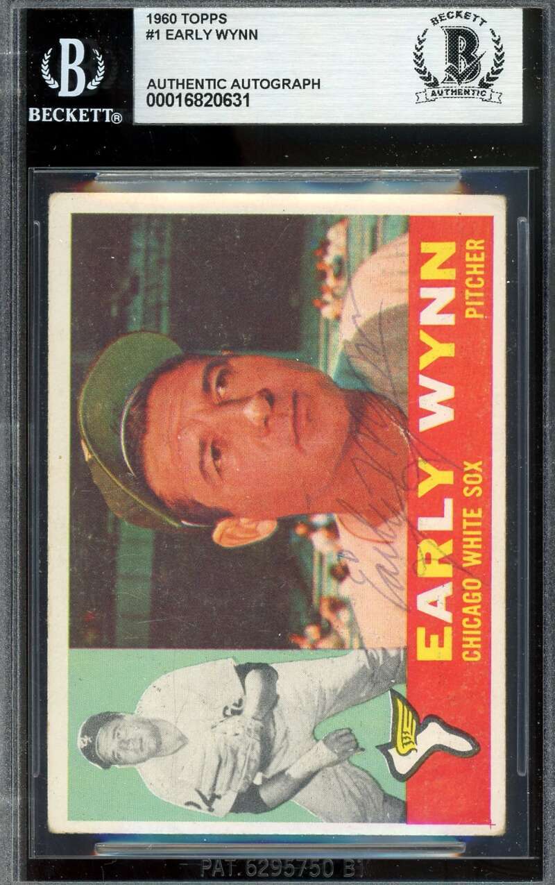 Early Wynn Beckett BAS Signed 1960 Topps Autograph