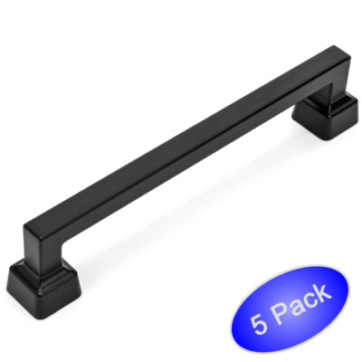 *5 Pack* Cosmas Cabinet Hardware Flat Black Contemporary Pulls #1481-160FB