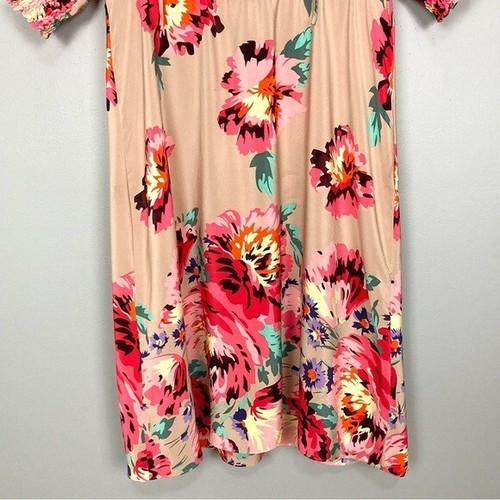 Abito donna Tibi seta floreale midi taglia 10 maniche a fumè boho vestibilità rilassata - Foto 4 di 7