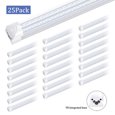 25 Pack 120W T8 8FT Integrated LED Tube Light Bulbs LED Shop Light Fixture 6000K