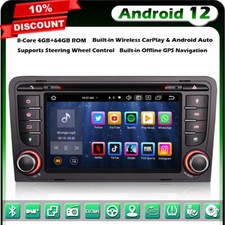 64GO Android 13 GPS Autoradio pour AUDI A3 S3 RS3 RNSE-PU DAB+DVD BT 5.0 CarPlay