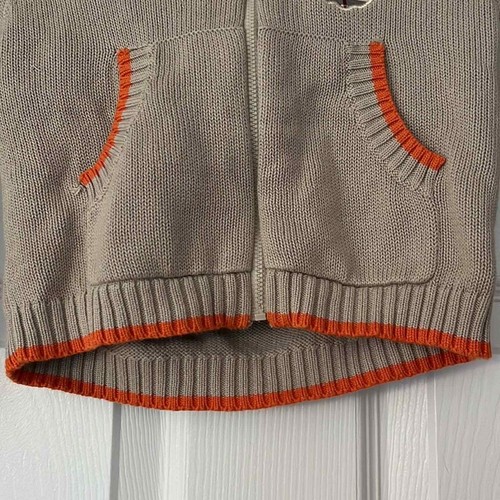 Burberry Boy's Tan and Orange Zip Up Sweater Hoodie Size 4 - Picture 4 of 8