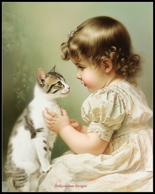 Hello, kitten 2 - Counted Cross Stitch Patterns - Color & BW Symbols Charts