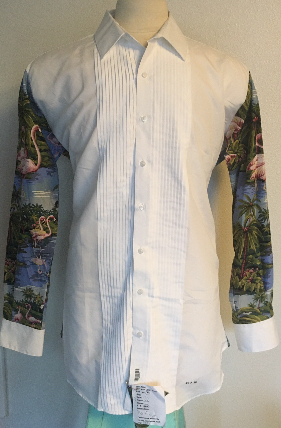 TACKY TUX FLAMINGO SHIRT Long Sleeve & Back Tropical Graphic Party