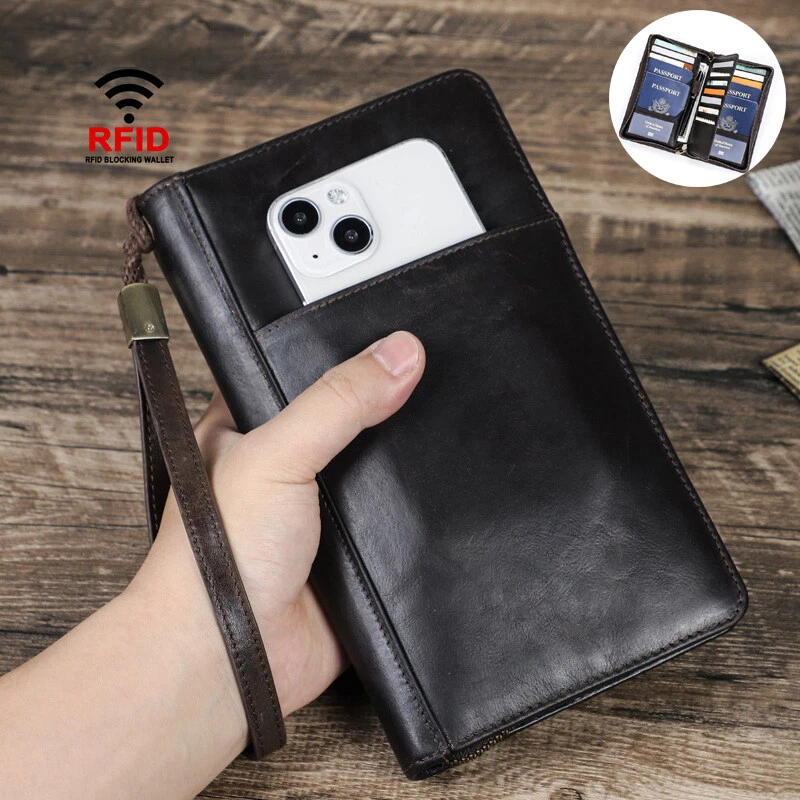 Passport Holder Cover Wallet RFID Blocking Leather Card Case Travel  Document Organizer with Detachable Strap, Ideal Gift for Men Women 