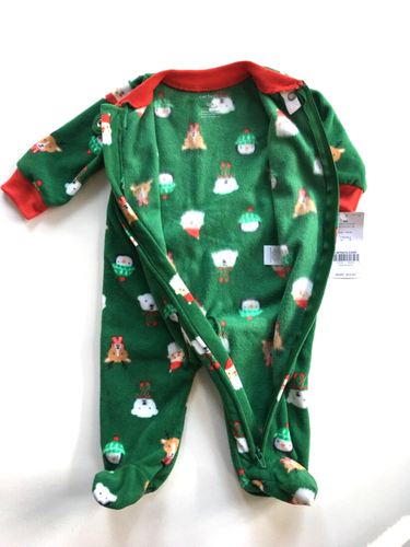 BABY BOYS GREEN & RED ZIP UP FLEECE FOOTED ROMPER SIZE 3 MONTHS LONG SLEEVES NWT - Picture 8 of 10