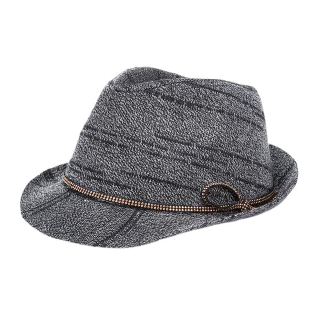 MIRMARU Mens Wool Blend Short Brim Fedora Hat with Band