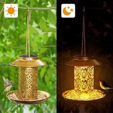 Solar Bird Feeder Outdoors Hanging Wild Bird Feeder for Cardinals Garden Light