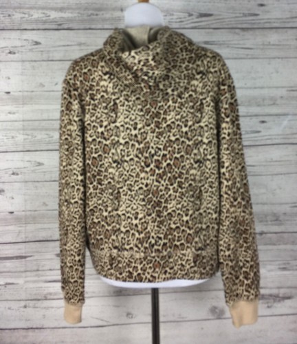 Socialite Nordstrom Rack Womens Brown Animal Print Long Sleeve Hoodie Top Size S - Picture 5 of 10