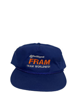 #ad Vintage FRAM Allied Signal Team Worldwide Blue SnapBack Trucker Hat $17.49