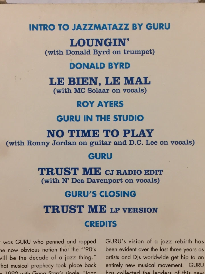 Vtg 1993 Guru Jazzmatazz Vol 1 VHS Videocassette Music Video Chrysalis Records - Image 3 of 4